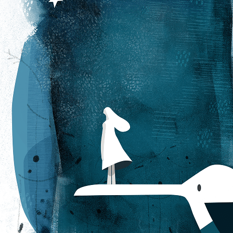 Illustrazione artistica dal titolo 'BLU (CUORE DI)' che esplora le profondità emotive attraverso tonalità di blu e simboli del cuore, rappresentando l'interiorità affettiva e la dimensione emotiva dell'anima, realizzata con stile evocativo che fonde colore e sentimento