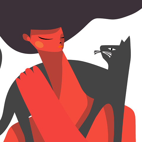 Illustrazione artistica dal titolo 'GATTA CURIOSA' che raffigura un felino in atteggiamento esplorativo e attento, catturando l'espressività e la natura inquisitiva tipica dei gatti, realizzata con tecnica delicata che enfatizza lo sguardo penetrante e curioso dell'animale