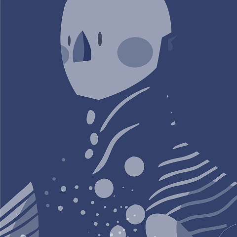 Dettaglio artistico dell'opera 'BLU' che focalizza su elementi specifici della composizione principale, mostrando particolari texture e sfumature di colore blu, realizzato per evidenziare aspetti tecnici e compositivi dell'opera completa