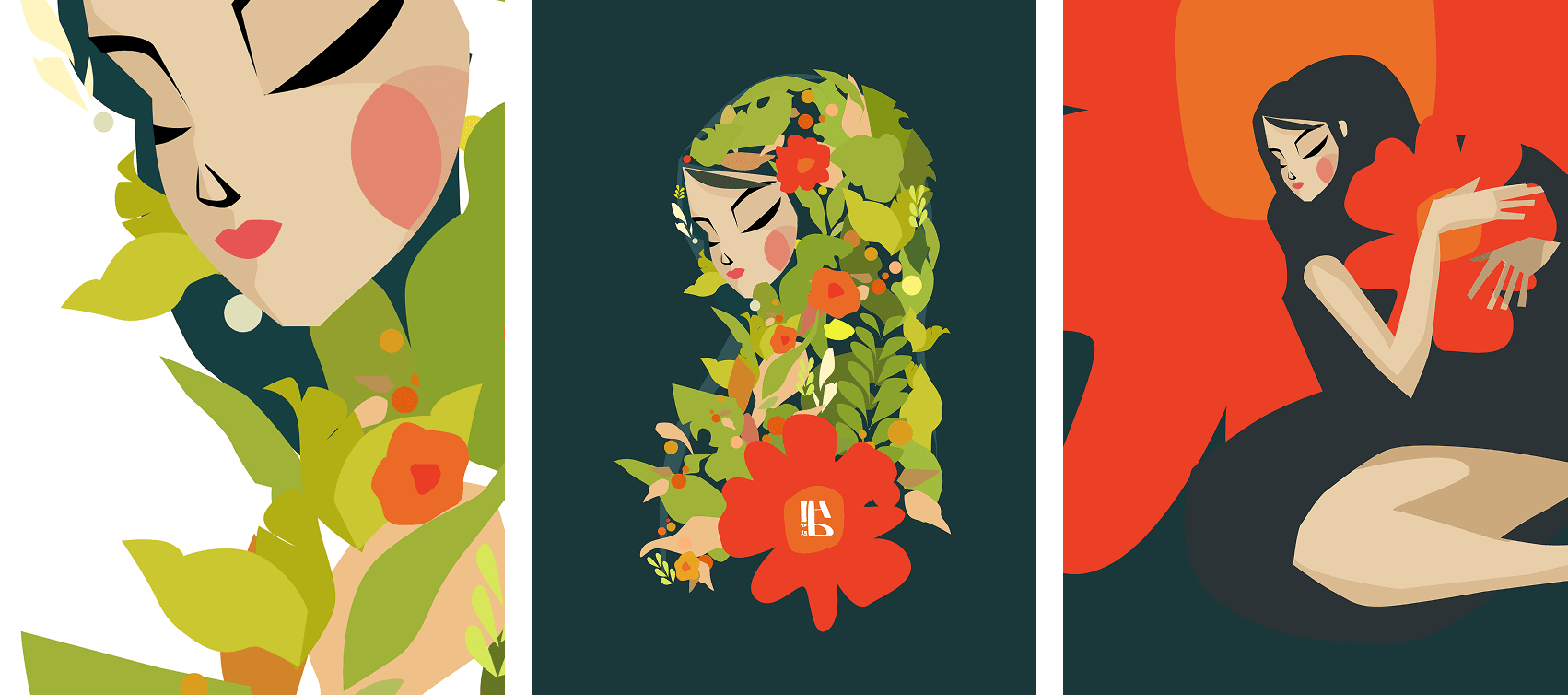 Secondo dettaglio dell'opera 'IN FIORE' che focalizza su elementi specifici della composizione floreale, mostrando particolari texture e aspetti artistici della rappresentazione botanica in fioritura